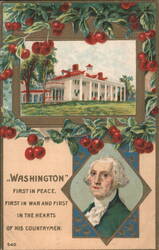 George Washington Portrait, Mount Vernon, and Patriotic Quote Postcard