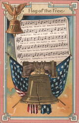 Flag of the Free with Liberty Bell, Eagle, and American Flag Postcard