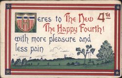 Fourth of July Greeting with Patriotic Shield and Landscape Postcard