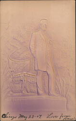Embossed Abraham Lincoln Statue with Eagle Chair Postcard