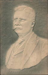 Theodore Roosevelt Bust Relief with Pince-Nez Glasses Postcard