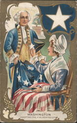 George Washington Adopting Five-Pointed Star for American Flag Postcard