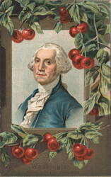 George Washington Portrait with Cherry Branches Postcard