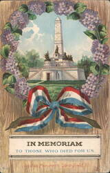 Lincoln's Monument, Springfield, IL - In Memoriam Wreath & Bow Postcard