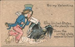 Uncle Sam & Eagle Patriotic Valentine with Poem Postcard