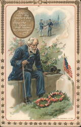 Civil War Veteran by Grave, Decoration Day Postcard