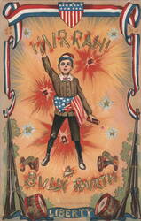 Hurrah! A Bully Fourth - Patriotic Boy with Firecrackers Postcard