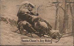 Santa Claus's Joy Ride with Children in Sleigh Postcard