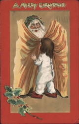A Merry Christmas with Santa Claus and Child Postcard