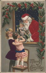 Merry Christmas Santa Claus with Children Postcard