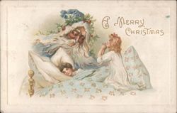 Santa Claus with Children by Bed, A Merry Christmas Postcard