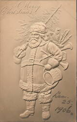 Embossed Santa Claus with Toys, Christmas Greeting 1906 Postcard