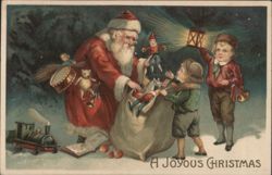 Santa Claus with Children and Toys, A Joyous Christmas Postcard
