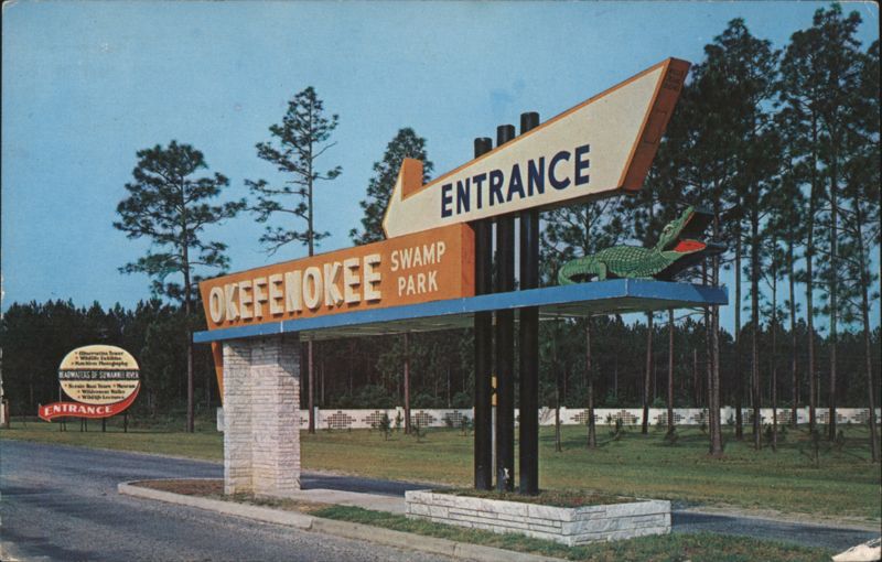 Okefenokee Swamp Park Entrance Sign, Waycross, GA Georgia