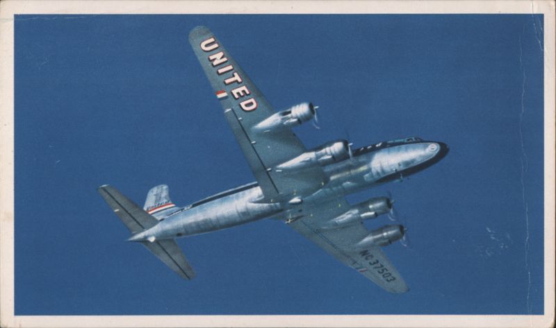 United Air Lines 4-Engine Mainliner 300s Airplane Airline Advertising