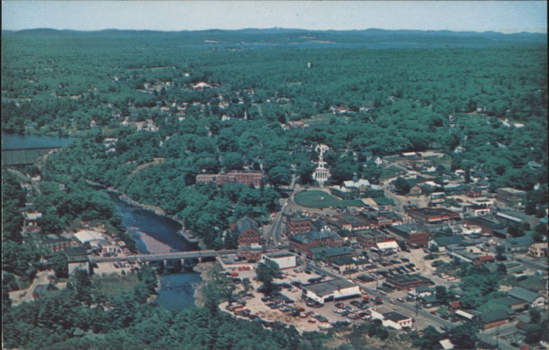Ellsworth, ME Aerial View, County Court House, Church Maine