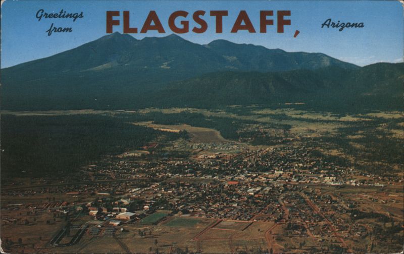 Flagstaff, AZ Aerial View - San Francisco Peaks, Highway 66 Arizona