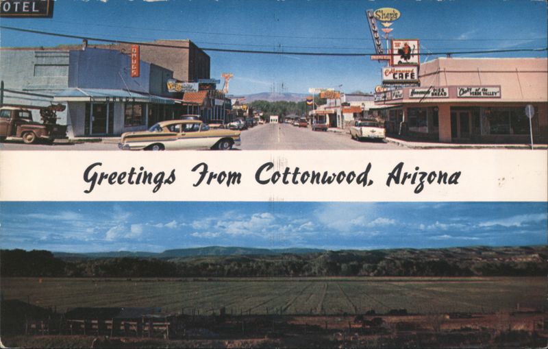 Greetings From Cottonwood AZ Main Street & Landscape Arizona