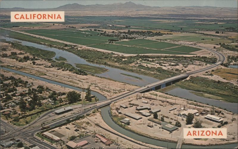 Aerial View Arizona Inspection Station Colorado River Bridge Yuma