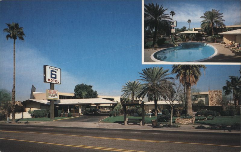 Phoenix 6 Motel, Pool, Palm Trees Arizona Bob Petley