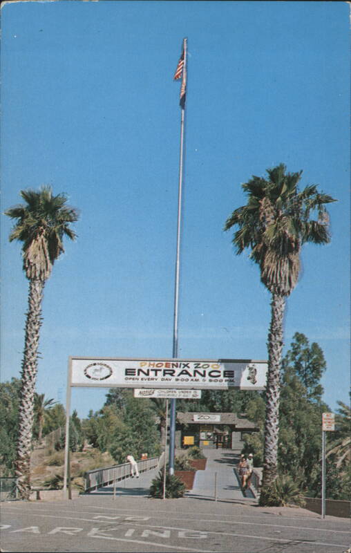 Phoenix Zoo Entrance, Main Entrance with Palm Trees Arizona