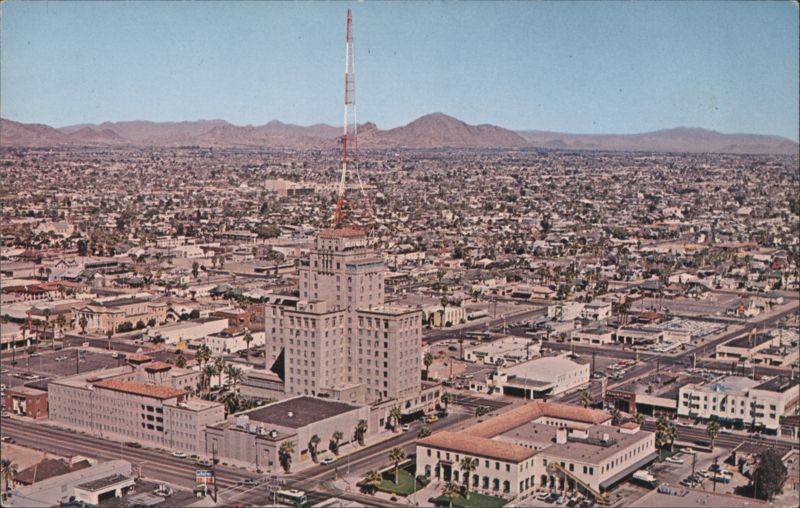 Phoenix Aerial View, Westward Ho Hotel, Camelback Mountain Arizona