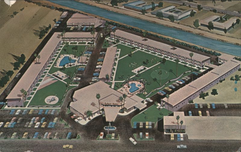Safari Hotel Aerial View, Pools & Gardens, Scottsdale AZ Arizona
