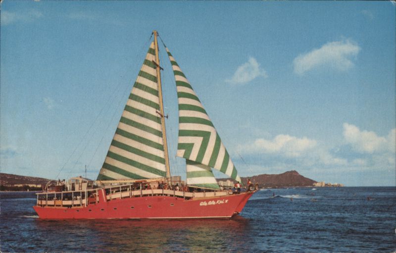 Colorful Catamaran Ale Ale Kai V, Waikiki Cruises Honolulu Hawaii