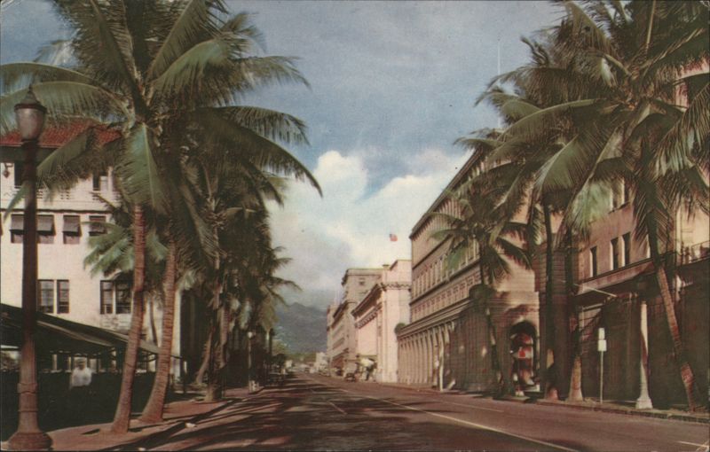 Looking Along Bishop Street Honolulu Hawaii