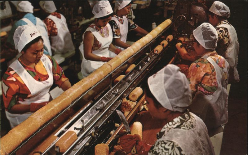 Dole Pineapple: Women Trimming Pineapple Cylinders