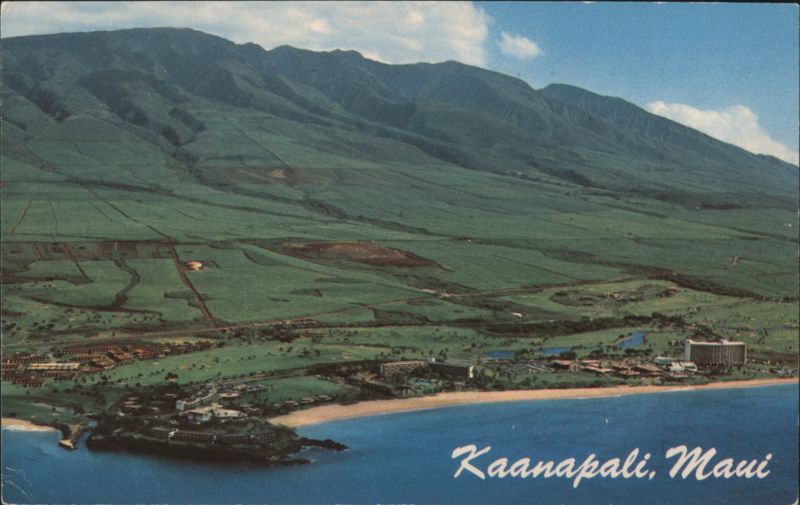 Kaanapali Beach Resort, Maui with Sugar Cane Fields Hawaii