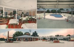 Syl-Va-Lane Motel & Restaurant, Dining Room, Pool Postcard