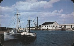 Wickford, RI - Fishing Boats at Vaughan Shipyard & Marina Postcard