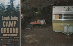 South Jetty Campground, RV, People at Picnic Table Postcard