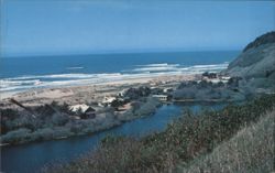 WI-NE-MA Christian Camp, Oregon Coast River & Ocean Postcard