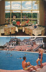 New Roxy Hotel, Dining Room & Pool, Loch Sheldrake Postcard