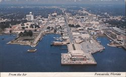 Pensacola, Florida Aerial View, Municipal Auditorium, Harbor Postcard