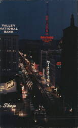 Downtown Phoenix Night, Valley National Bank, Arizona Sign Postcard