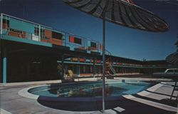 Copper Manor Motel, Heated Swimming Pool, Color TV Postcard