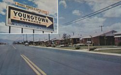 Youngtown Entrance, Model Homes & Apts. Open Postcard