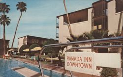 Ramada Inn Downtown, Swimming Pool, Palm Trees Postcard