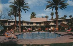 Los Olivos Lodge Swimming Pool & Palm Trees Postcard