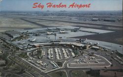 Sky Harbor Airport Aerial View, Terminal Building Complex Postcard