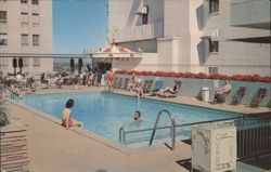 Hotel Adams Sky Swimming Pool & Poolside Carousel, Phoenix Postcard