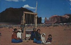Navajo Family, Indian Reservation, Arizona Postcard