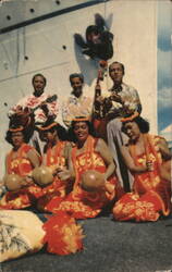 Hawaiian Serenaders & Hula Dancers, S. S. Lurline Docks Postcard