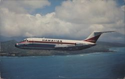 Hawaiian Airlines DC-9 Royal Fan Jet over Honolulu Postcard