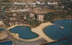 Hawaiian Village Hotel Waikiki Aerial View Postcard