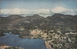 Aerial View Honolulu Harbor & City, Hawaiian Islands Postcard