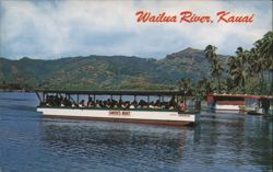 Wailua River Fern Grotto Smith's Boat Kauai HI Chrome PC Postcard